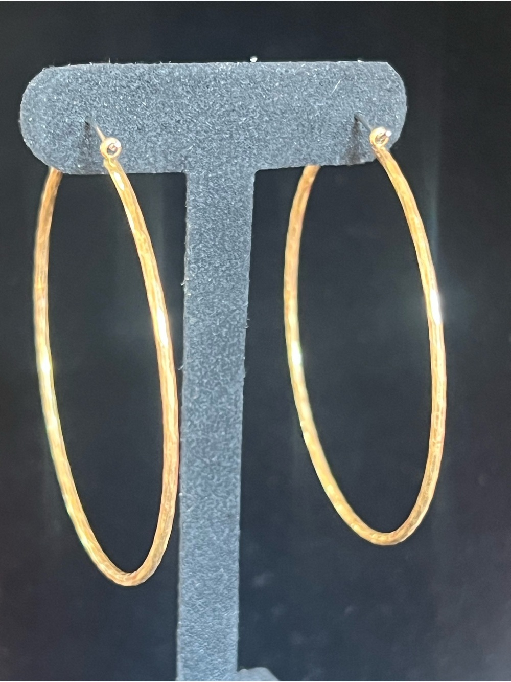 Textured Gold Hoop Earrings - Lightweight Fashion Hoops